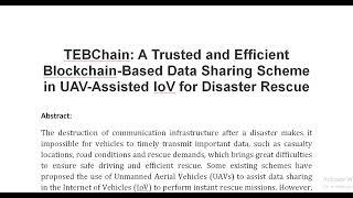 TEBChain A Trusted and Efficient Blockchain Based Data Sharing Scheme in UAV Assisted IoV for Disast