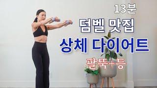 ⭐️상체 다이어트⭐️팔뚝 - 등 라인 싹 정리 하는 홈트 운동 루틴 / 13 MIN ARM WORKOUT WITH WEIGHTS