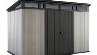 TieDex Keter Artisan Outdoor Pent Double Door Garden Storage Shed 11 x 7ft Grey Duotech+ Wood Look a