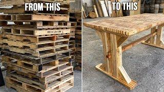 Farmhouse Dining Table Made Entirely from Pallets