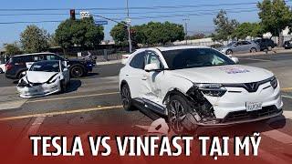 Tai nạn Vinfast VF8 đụng độ Tesla Model 3 tại Mỹ. Sao mà xui quá AE ơi 