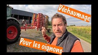 Déchaumage pour préparer les plantations d'oignons.