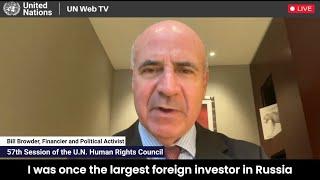 Political Activist Bill Browder addresses the U.N. Human Rights Council