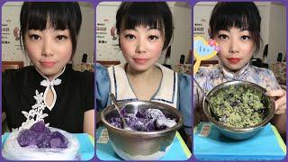 [ASMR] ZHAOFENG Green Tea Powder Matcha Coated Hard Ice & Crushed Ice Eating!! Full Videos!!