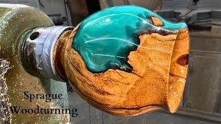 Woodturning - Cherry Burl Loves Emerald Green Pigment!