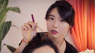 ASMR 인터뷰 온 학생 건식 두피마사지+헤어브러싱 해주기ㅣhead massage+brushing