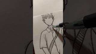 How to draw body | anime body step by step | boy full body drawing|anime boy sketch |gojo#shorts#art