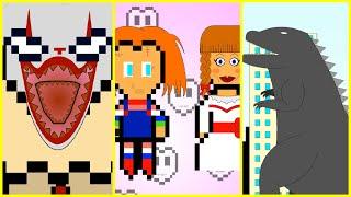 pixalmated best of monster compilation ft. pennywise, godzilla, annabelle, N chucky | funny cartoons