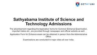Sathyabama Institute of Science & Technology | Placement | Scholarship | Hostel | Admission 2022