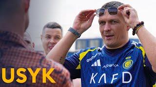 Usyk visits #AlNassr and praises the fans  الملاكم الأوكراني أوسيك يزور #النصر 