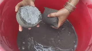 Crunchy gritty sand cement crumbling dry and water  Asmr