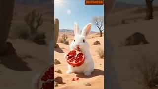 Bunny Eats a Pomegranate…?! #Shorts #bunnyfruit #bunnytransformation #bunnycute