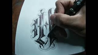 Lettering tatuaje abecedario, Time lapse diseño letra H (Tattoo lettering alphabet)