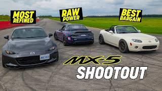 Which Miata is the BEST? | MX5 Shootout! Roll Races & Hot Laps