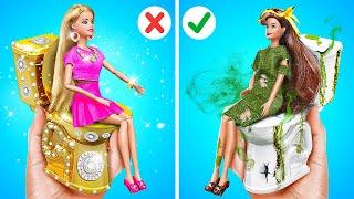  EXTREME RICH VS POOR BARBIE ROOM MAKEOVER  Cute Miniature Crafts & Tiny DIY Ideas by 123 GO!