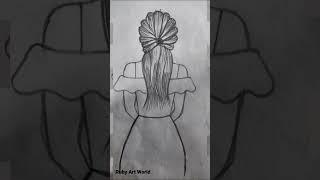 Easy girl Drawing wearing short dress | sketch for beginners | Ruby Art World... #shorts #sketch