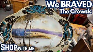 We BRAVED The Crowds | Antique Mall SHOP With Me | Reselling Jewelry and Antiques