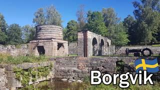 Sweden, walking tour of Borgvik, an old foundry ruin and an old village.