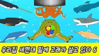 한국어ㅣ우리집 세면대 밑에 고래가 살고 있다 6, 신기한 동물 만화, 동물 이름 외우기ㅣ꼬꼬스토이