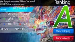 [Osu!droid] Ata - Euphoria (Juggernaut 285 bpm tap jump) HR 1xsliderbreak