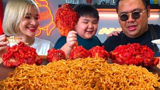 Funny MUKBANG Spicy Chickens Noodles with my SON