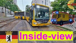 [BERLIN] Ging daneben | Bus steckt im Gleisbett in Baustelle | Einsatzfahrt inside Turmwagen | 043