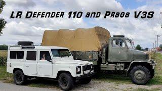 Land Rover Defender 110 TDI300 and 6x6 truck Praga V3S in the Czech Republic.