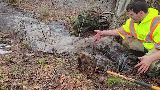 Unclogging Thirsty Tree Culvert Raw Footage