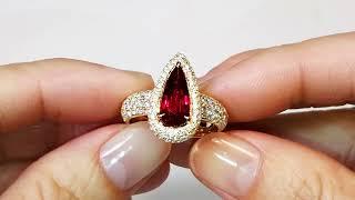 Unheated Mozambique Pigeons Blood Ruby Ring at 3.01 carats by Kat Florence. KF06798