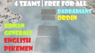 Roman Generals vs English Pikemen vs Barbarians vs Ordin | FFA | 4 Teams | UEBS 2