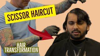 Men’s Scissor Haircut Transformation | Scissor Haircut by Thomas Baca Barber