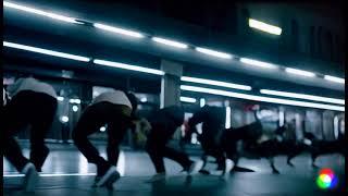 Fever dream AI subway human centipede breakdancing.