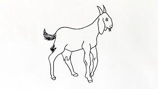 How to Draw a Goat Outline Drawing: Easy step by step Goat sketch for Beginners to Follow | Drawing