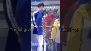 when jin giving support to taehyung when he was so tired#bts #taehyung #shorts