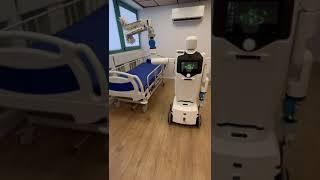 Gary the AI robot uses 2 add-ons to clean and santizie hospital bed