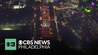 Long lines form at Benjamin Franklin Parkway in Philadelphia before concert, rally to support Harris