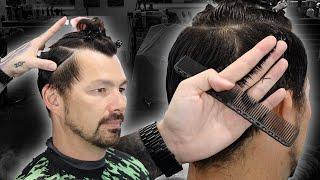 ️  Scissor Work and Sectioning a Pompadour Low Taper Men's Haircut Tutorial