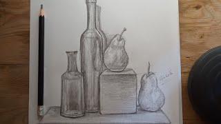 How to draw still life step by step|رسم طبيعة صامتة بالرصاص|اساسيات الرسم بالرصاص للمبتدئين