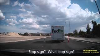 FedEx truck runs stop sign right in front of me
