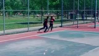 Playing basketball, Montreal, Canada.