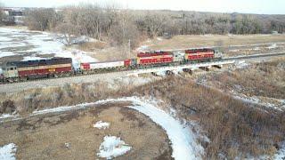IOWA NORTHERN POWER ON THE CANADIAN NATIONAL! EMERGENCY STOP RADIO CHATTER, L570X2, DRONE VIEWS!