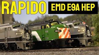 Rapido EMD E9A's w/HEP HO Scale Beautiful Streamliners!  ESU LOKSound/DCC Equipped!