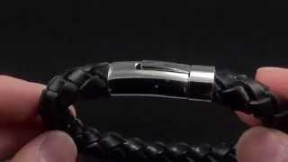 Men's Black Braided Leather Bracelet | SelectMensJewelry.com