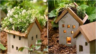 DIY concrete houses for home and garden decor