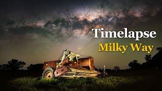 Timelapse Milky Way Farm Machinery