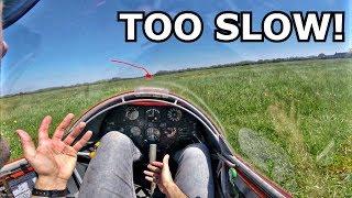 K8 Glider Launch Failure - Landing Ahead | GoPro Cockpit View | Winch Launch / Aborted Takeoff