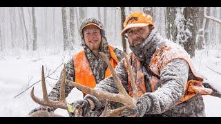 PA Rifle hunting in the Snow - Two Public Land Bucks on the Meat Pole!