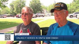"It's a happy ending." Unlikely heroes save semi-truck driver in fiery Vinita crash