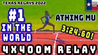 Athing Mu Anchors World #1 4x400M for Team USA - [Texas Relays-4x400M-Invitational]