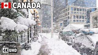  【4K】️️️ EXTREME SNOWSTORM in Downtown Vancouver BC, Canada. Relaxing Walk.